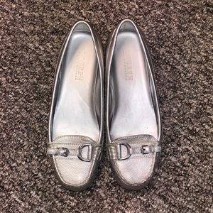Ralph Lauren, silver slip-ons with a small wedge size 7.5 B